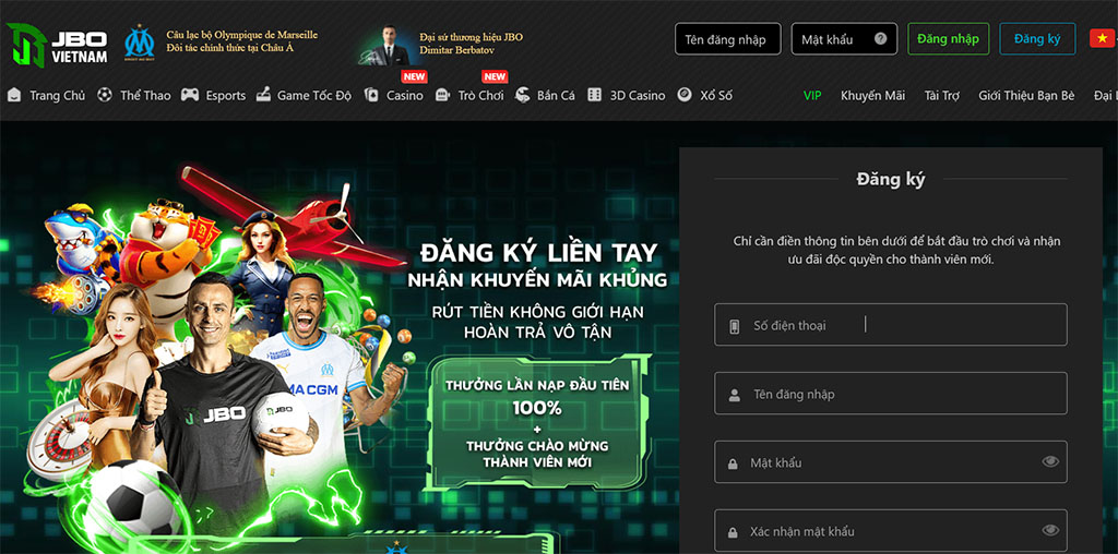 Đăng ký tài khoản jbo